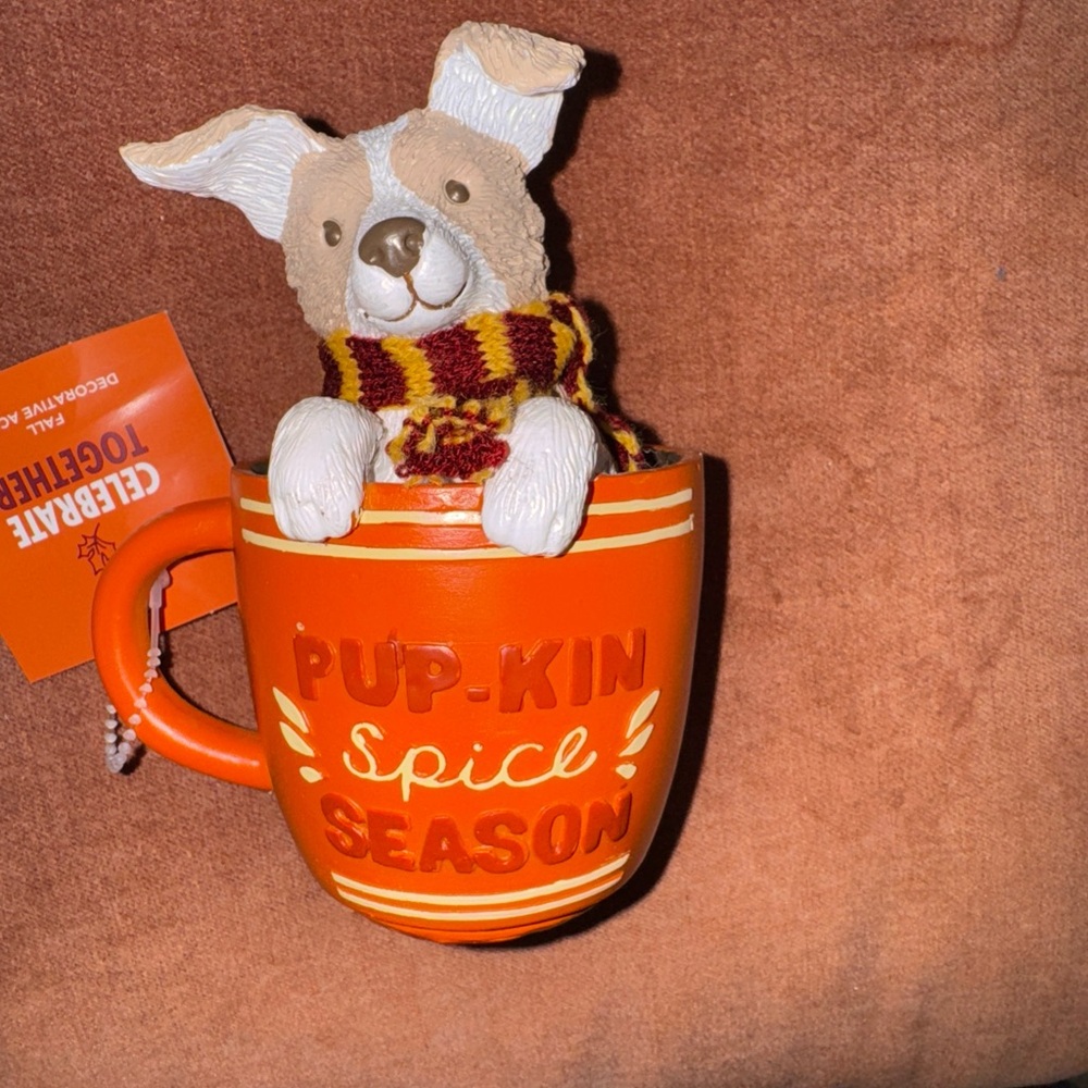 Orange Pup-Kin Spice Season Mug with Dog Figurine